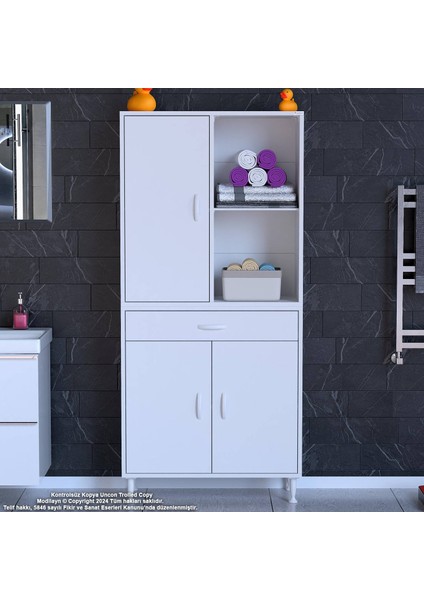 75 x 173 x 32,5 cm 1 Çekmece 3 Kapak 3 Raf 6 Bölmeli Düzenleyici Çok Amaçlı Mutfak Dolabı