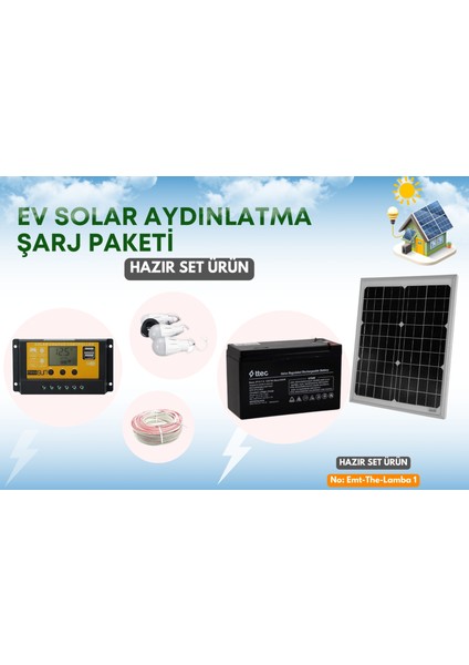 Güneş Enerji Sistemi 3 Lamba ve Telefon Şarj Cihazı