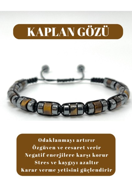 Sertifikalı Kaplan Gözü Disk Model Doğal Taş Makrome Bileklik Ayarlanabilir Ölçü
