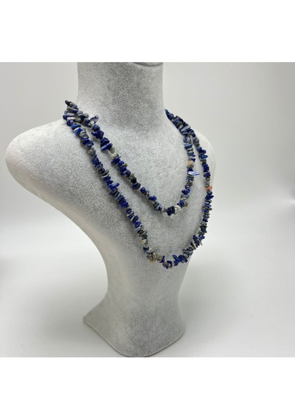 Sertifikalı Lapis Lazuli Saçaklı Model Doğal Taş Kolye 80 cm fiyatları
