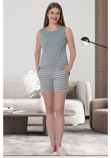Mecit 6501 Pembe Çizgili 6 Parça Spor Kadın Pijama Gecelik Sabahlık Set fırsatları