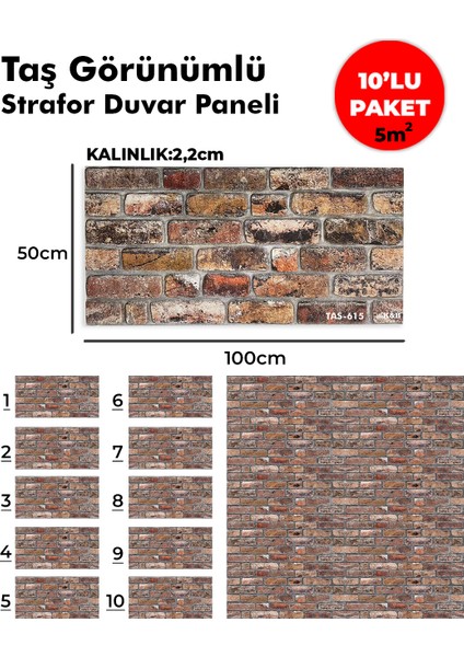 Taş Görünümlü Strafor Duvar Paneli (10'lu Paket)
