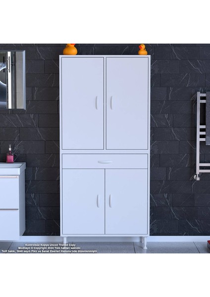75 x 173 x 32,5 cm 1 Çekmece 4 Kapak 3 Raf 6 Bölmeli Çok Amaçlı Mutfak Dolabı