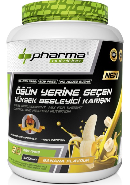 Proteinli Öğün Tozu Öğün Yerine Geçen Besleyici Shake Muz Aromalı 20 Servis 1000 gr