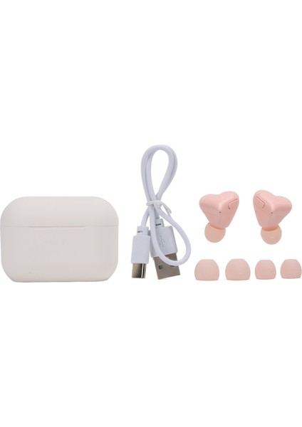 Kalp Şeklinde Kablosuz Kulaklık Bluetooth 5.3 Kulaklık Sevimli Gürültü Azaltma Kulaklıkları Şarj Kutusu ile Spor Hediyeler Için Pembe (Yurt Dışından)
