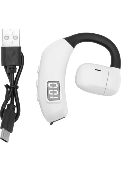 Kablosuz Bluetooth 5.4 Kulaklık Açık Kulak Hava Iletimli Kulaklık Gürültü Azaltma Kablosuz Spor Tek Kulak Kulaklık Android Dizüstü Bilgisayar Kamyon Sürücüsü Beyaz (Yurt Dışından)