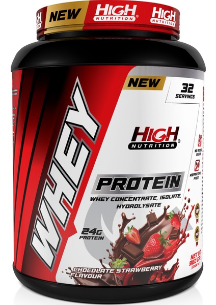 Whey Protein 960 gr Çikolata Çilek Aromalı Protein Tozu 24 Gram Protein 32 Servis