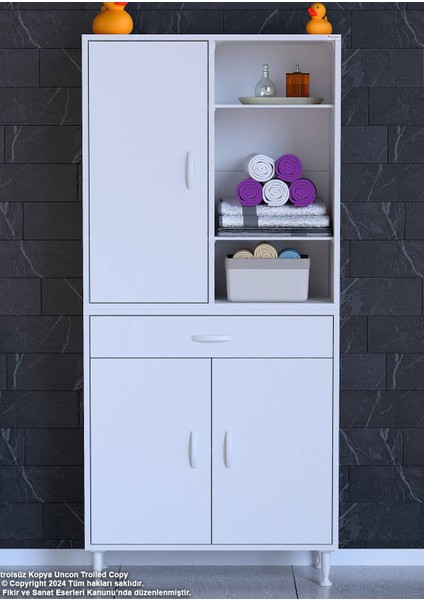 75 x 173 x 32,5 cm 1 Çekmece 5 Raf 8 Bölmeli Düzenleyici Çok Amaçlı Mutfak Dolabı