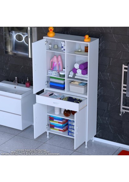 75 x 173 x 32,5 cm 1 Çekmece 5 Raf 8 Bölmeli Düzenleyici Çok Amaçlı Mutfak Dolabı