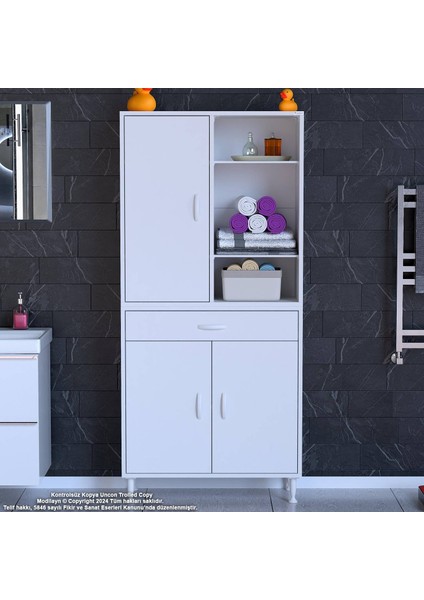 75 x 173 x 32,5 cm 1 Çekmece 5 Raf 8 Bölmeli Düzenleyici Çok Amaçlı Mutfak Dolabı