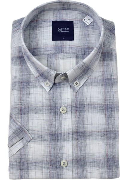 Erkek Klasik Ekose Kısa Kol Gömlek Pamuk Keten 9486 BGL-ST04584 fiyatları