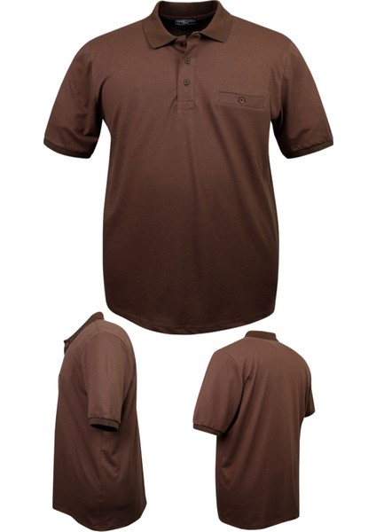 Erkek Büyük Beden 115 - 155 Kilo Arası Uygun Bedenli Likralı Pike Polo Yaka Cepli Tişört