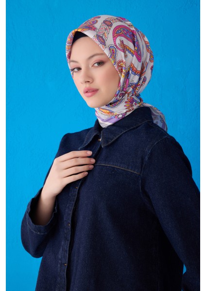 Saf Ipek Eşarp 4111D02( Twill Ipek) -35 Gri