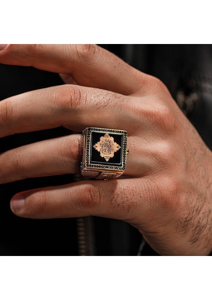 925 Ayar Gümüş Islam Usta Hacer'ül Esved Model Erkek Yüzük fiyatları