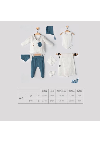Müslin Takım Kumaş Erkek 8li Yenidoğan Hastane Çıkışı fiyatları