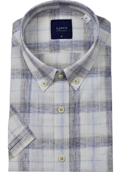 Erkek Klasik Ekose Kısa Kol Gömlek Pamuk Keten 9339 BGL-ST04586 fiyatları