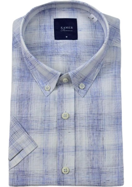 Erkek Klasik Ekose Kısa Kol Gömlek Pamuk Keten 9343 BGL-ST04585 fiyatları