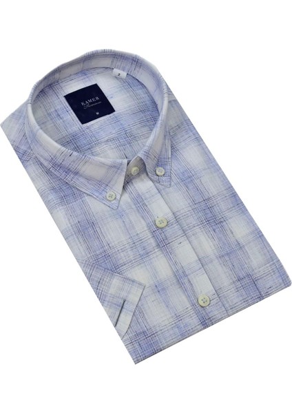 Erkek Klasik Ekose Kısa Kol Gömlek Pamuk Keten 9343 BGL-ST04585 fırsatları