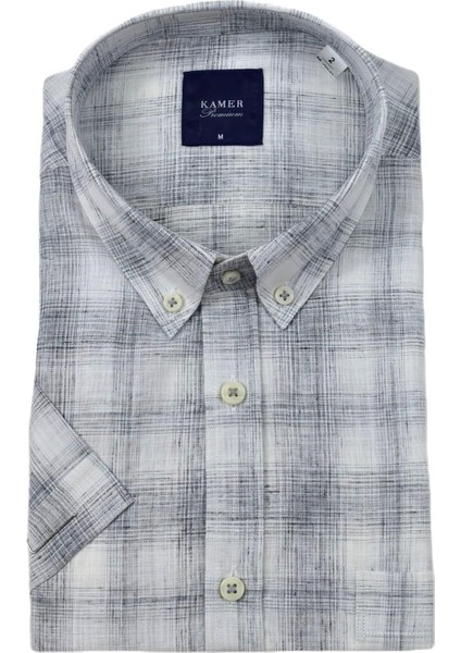 Erkek Klasik Ekose Kısa Kol Gömlek Pamuk Keten 9343 BGL-ST04585 fiyatları