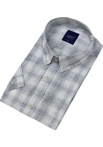 Erkek Klasik Ekose Kısa Kol Gömlek Pamuk Keten 9343 BGL-ST04585 modelleri