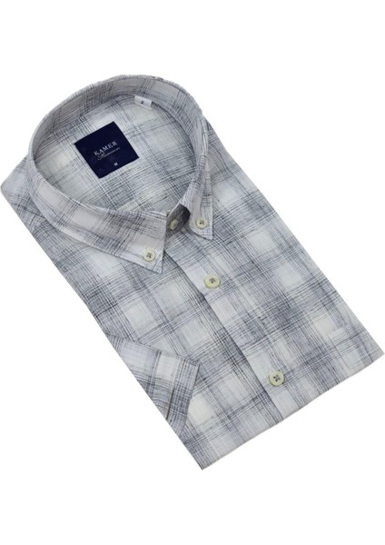 Erkek Klasik Ekose Kısa Kol Gömlek Pamuk Keten 9343 BGL-ST04585 fırsatları