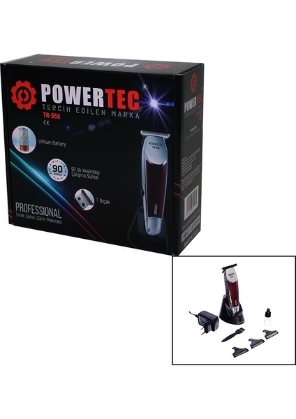 Powertec TR-658 Saç Sakal Ense Çizim Traş Makinesi T Bıçak (5131)