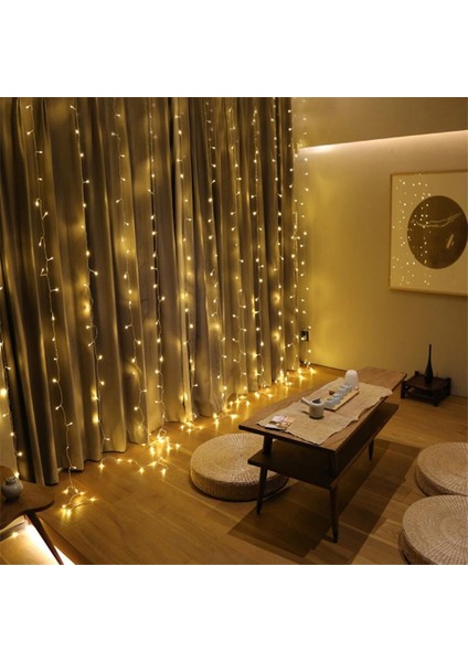 8 Fonksiyonlu 200 LED 10 Saçak Şerit LED 2x2 Perde Ip LED (Gün Işığı) (5131)