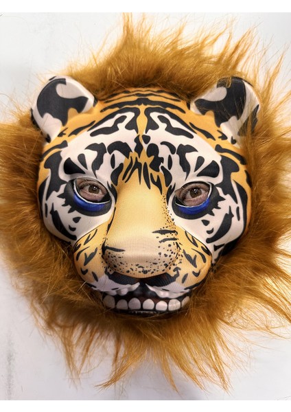 Kahverengi Yeleli Saçlı Peluş Aslan Maskesi Mega Peluş 23 No (5131)