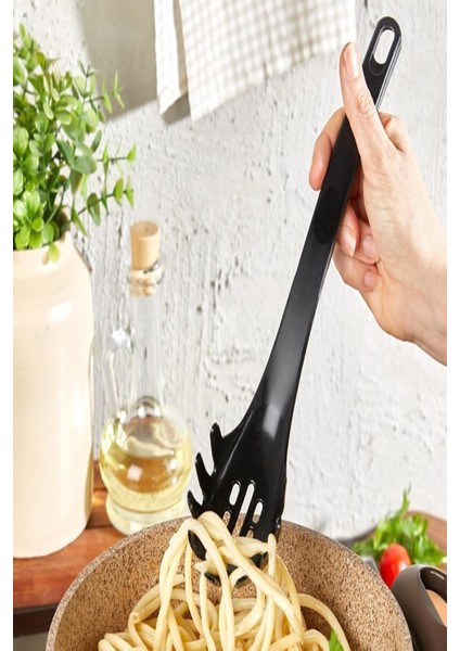 Premium Quality 6 Parça Standlı Servis Seti Kaşık Spatula Kepçe Makarna Kaşığı Süzgeç Seti