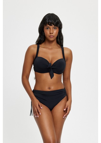Yüksek Belli Ayarlanabilir Sabit Askılı Kaplı Toparlayıcı Siyah Bikini Takımı fiyatları