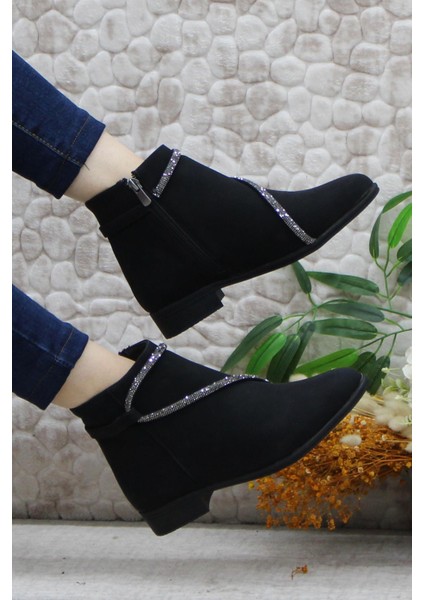 4278 Siyah Taşlı Sıcak Astar Kaymaz Taban Kadın Bot indirimleri
