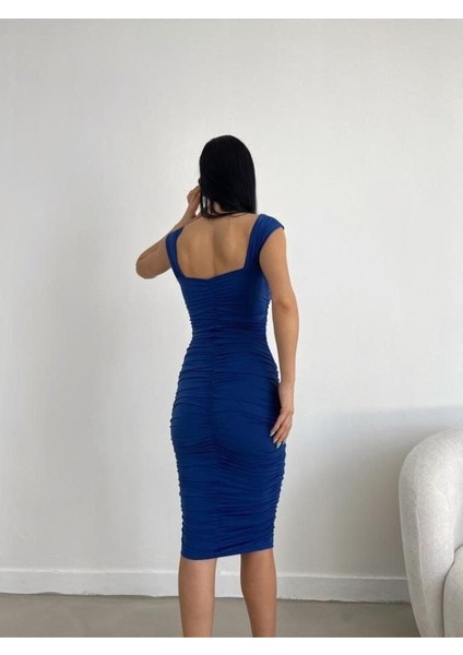 Kadın Sendy Kumaş Kalın Askılı Midi Boy Elbise
