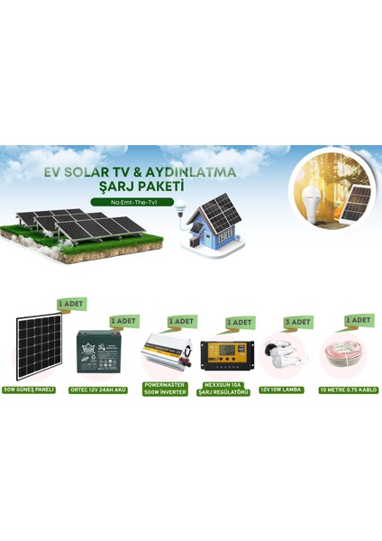 Bağ Bahçe Için Güneş Enerji Sistemi Tv ve Lamba Seti