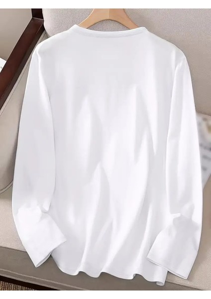 Kadın Uzun Kollu Bisiklet Yaka Desenli Viskon Bluz modelleri