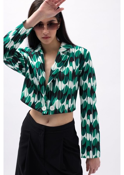 Desenli Crop Ceket