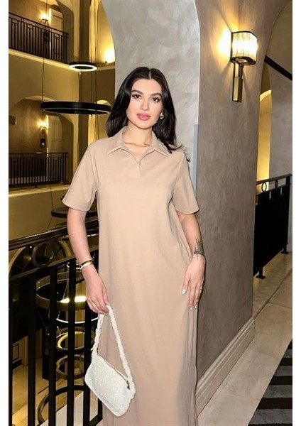 Manque Polo Yaka Yırtmaçlı Elbise 2689-8