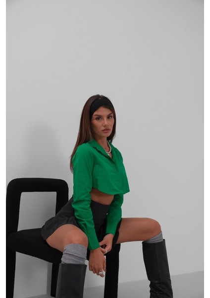 Manşet Detay Crop Gömlek