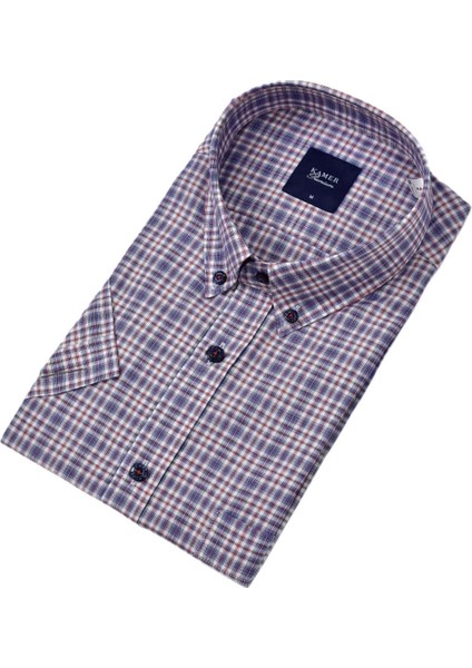 Erkek Klasik Ekose Kısa Kol Gömlek Günlük Kullanım İçin 2024 İlkbahar-Yaz Sezonu