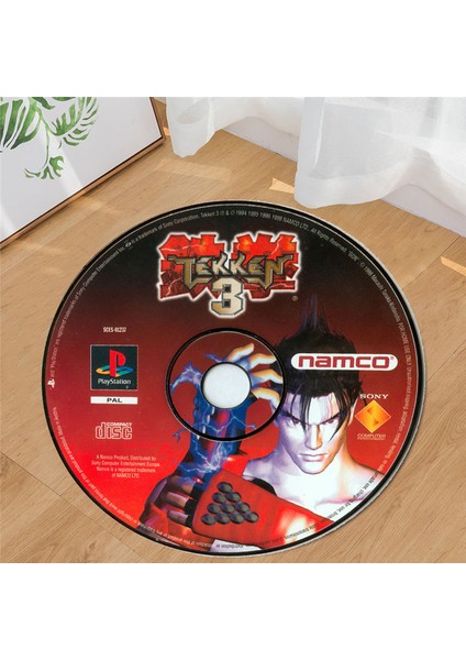 Tekken Oyun Cd'si Şeklinde Kaymaz Taban Makinede Yıkanabilir Halı - Özel Süngerli Yüzey