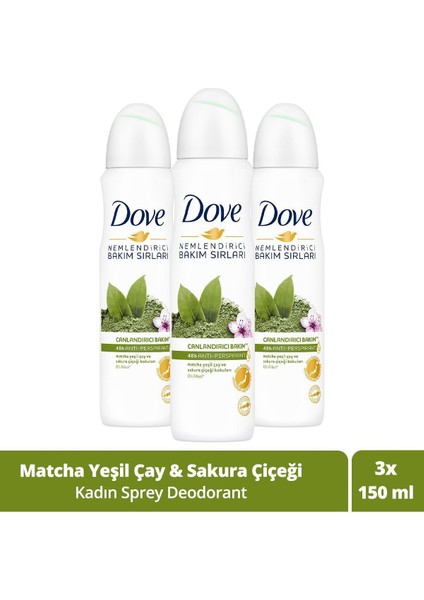 Kadın Sprey Deodorant Bakım Matcha Yeşil Çay ve Sakura Çiçeği 150 ml X3 Adet