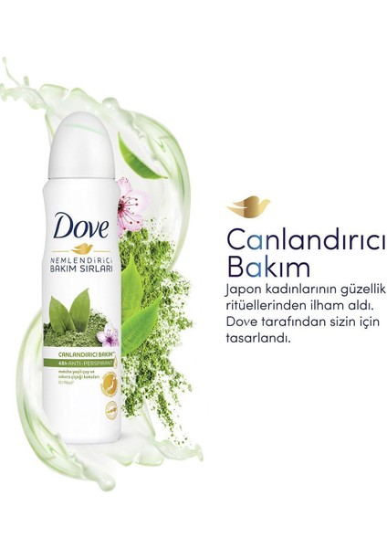 Kadın Sprey Deodorant Bakım Matcha Yeşil Çay ve Sakura Çiçeği 150 ml X3 Adet