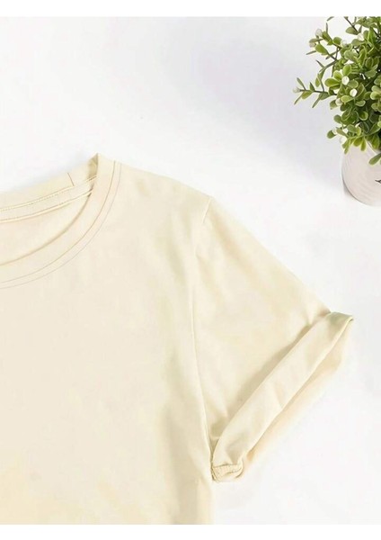 Matcha Baskılı Bej Oversize Unisex T-Shirt
