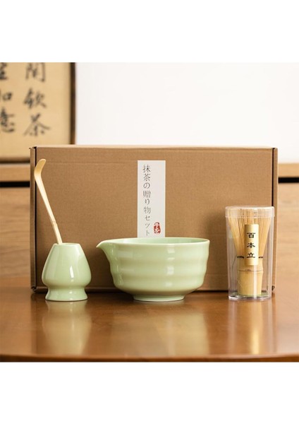 Matcha Seti, Japon Çay Seti, Bambu Çırpıcı, Seramik Kase