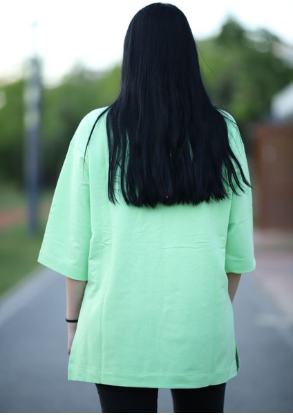 Yırtmaçlı Basic Oversize Fakir Kol T-Shirt