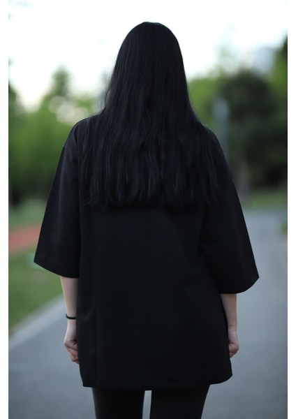 Yırtmaçlı Basic Oversize Fakir Kol T-Shirt modelleri