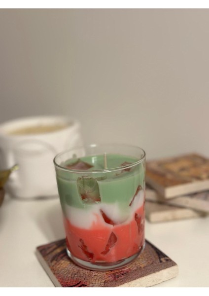 Strawberry Matcha Latte Mum , Çilekli Matcha Latte Mum , Bardak Mum fiyatları
