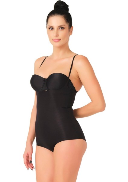 Siyah Mı Emay 2723 Lazer Kesim Göğsü Açık Slip Korse