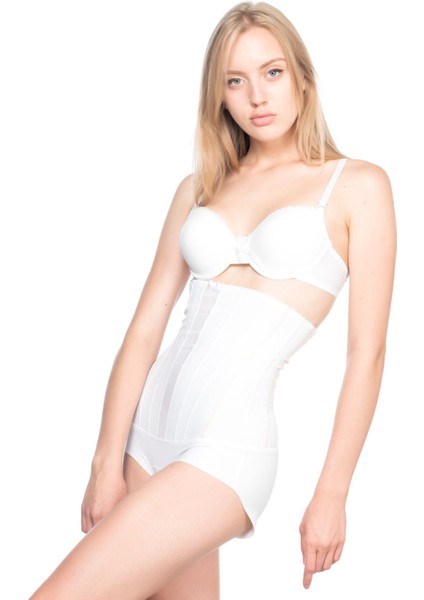 Beyaz Mı Emay 2886 Yüksek Bel Tül Slip Lazer Korse