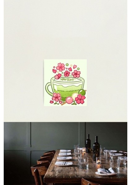 Sakura Matcha Çayı Tablo Ahşap Poster Dekoratif fiyatları
