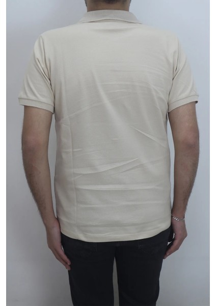 Fistan Store Erkek Bej Düz Klasik Kesim Rahat Kalıp Tek Cepli Polo Yaka Tişört modelleri